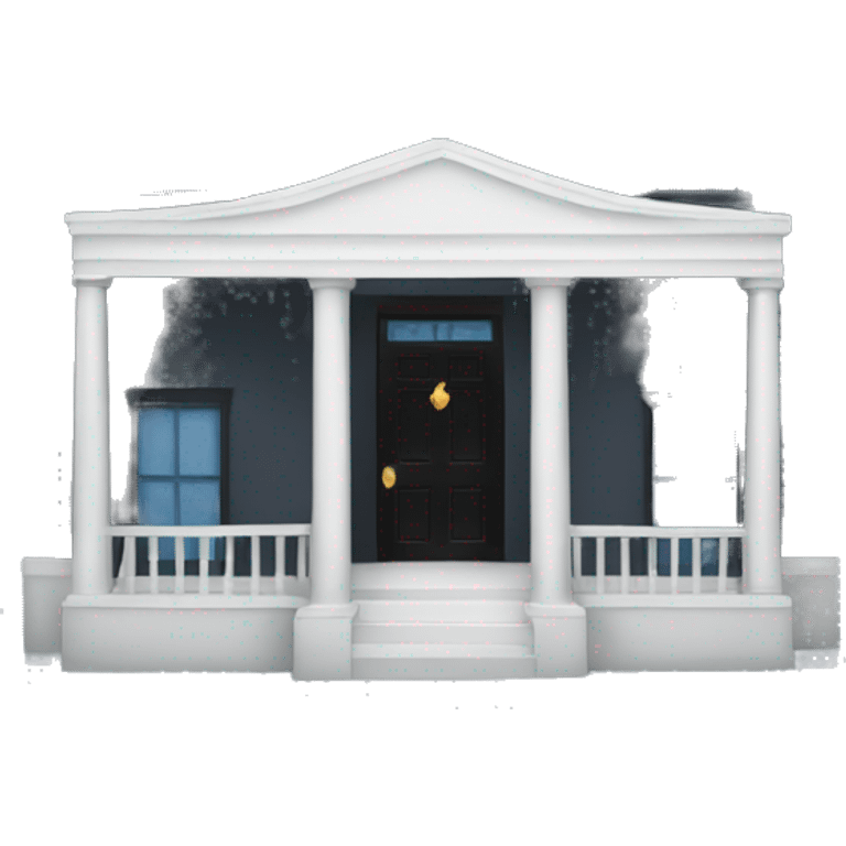 White house with blue window and black door emoji