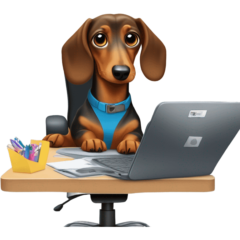 Dachsund in an office  emoji