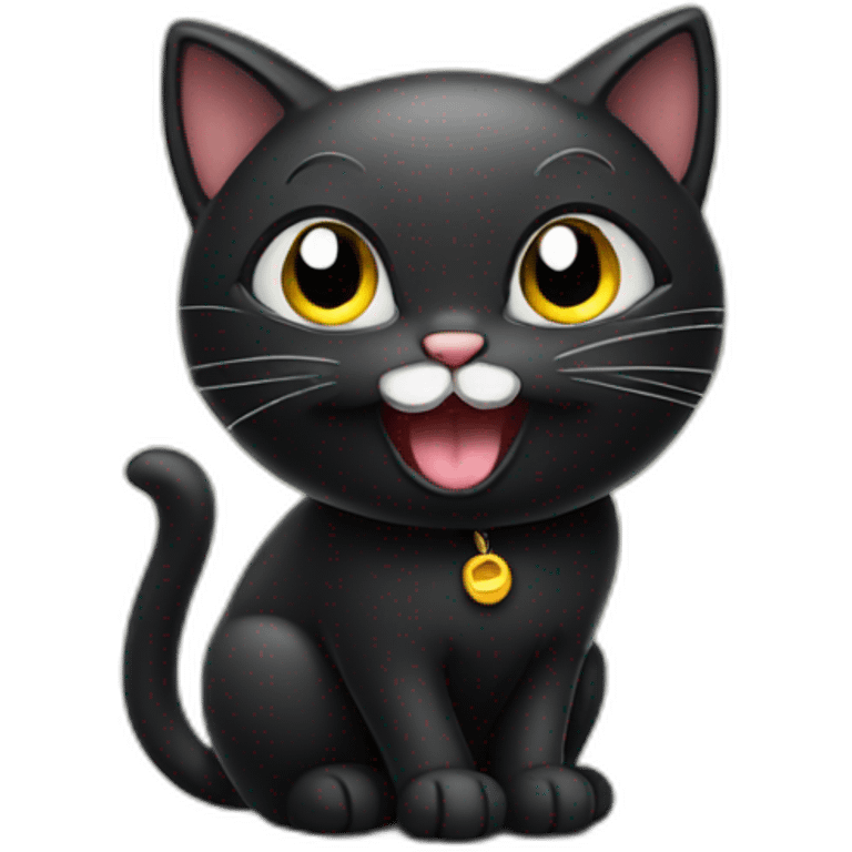 Cheeky Black cat winking emoji