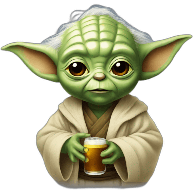 Bebe Yoda bois une bière  emoji