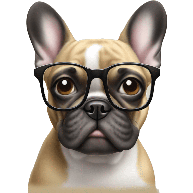 French bulldog with glasses emoji