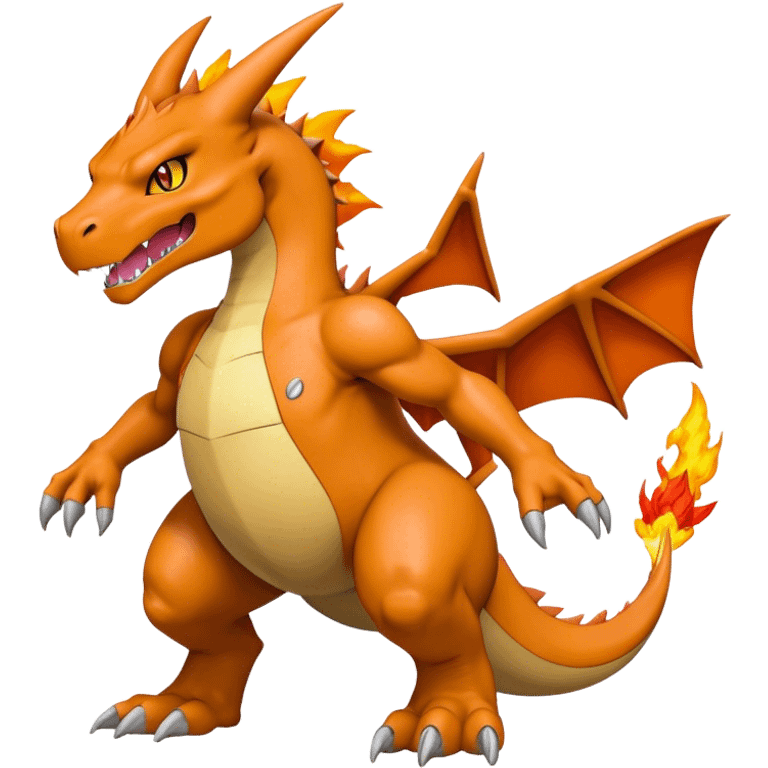 Cool edgy Greymon-Charizard-Digimon, full body  emoji