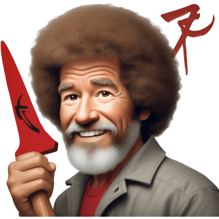 bob ross painting a hammer and sickle emoji