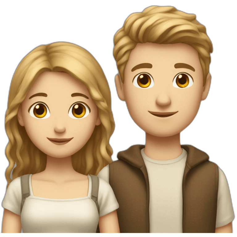 Tall white boy and short light brown girl in love emoji