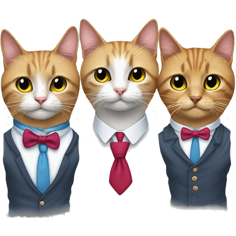 5 cats wearing neckties emoji