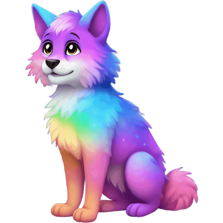 Colorful gradient-Sparkle-nebula-fursona anthropomorphic furry full body emoji