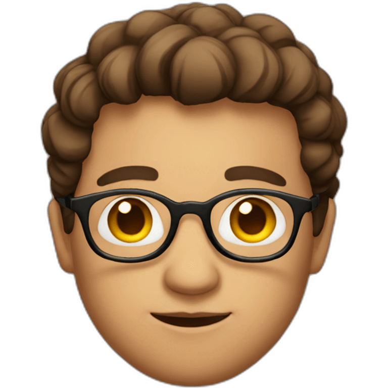 Man with big cheeks glasses round and Brown hair emoji