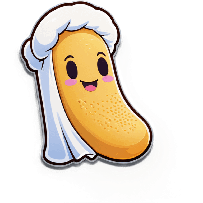 A smiling Twinkie with cream coming out of its bottom and a towel, covering its head, eyes, leaving its nose and big smile showing emoji