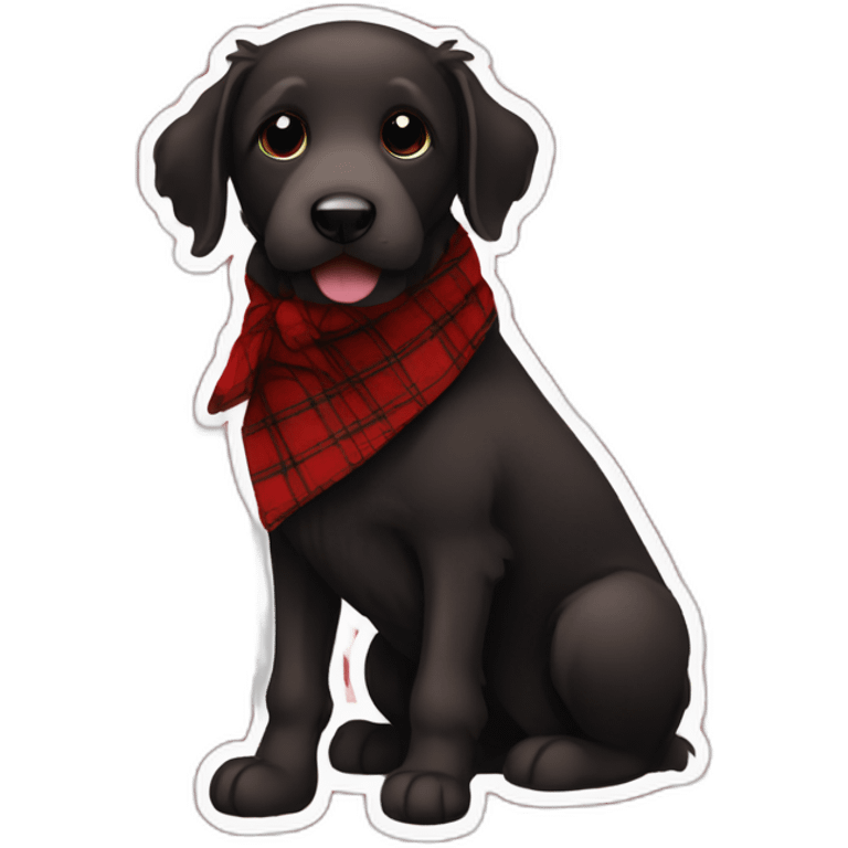 Black Chocolate brown colored doodle with a red and black flannel hankerchief emoji