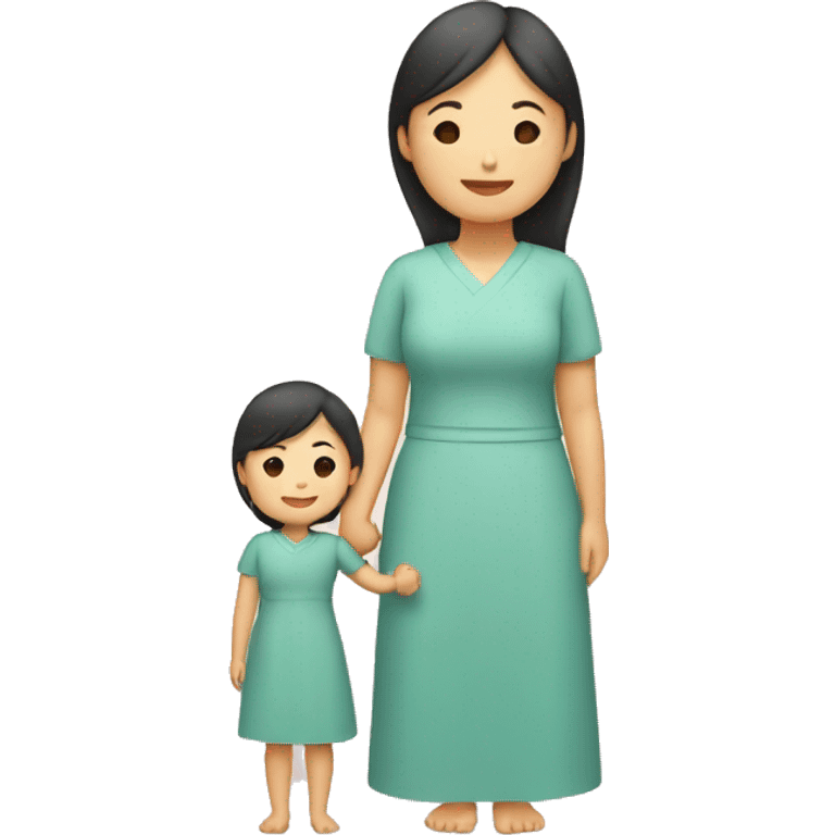 asian mother and daughter holding hands emoji