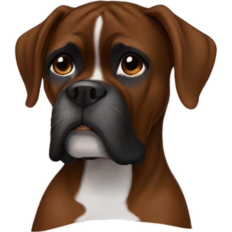 Dark Brown Boxer dog in bed  emoji