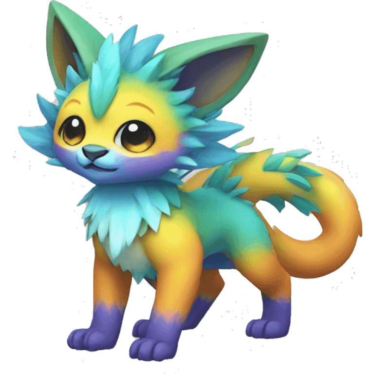 Cute cool colorful fantasy animal hybrid Fakemon full body emoji