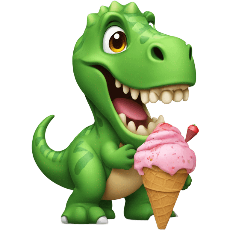 a dinosaur holding an ice cream emoji