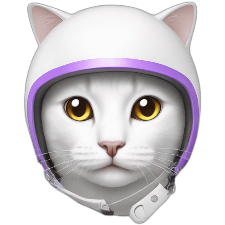 White cat in Lilac helmet emoji