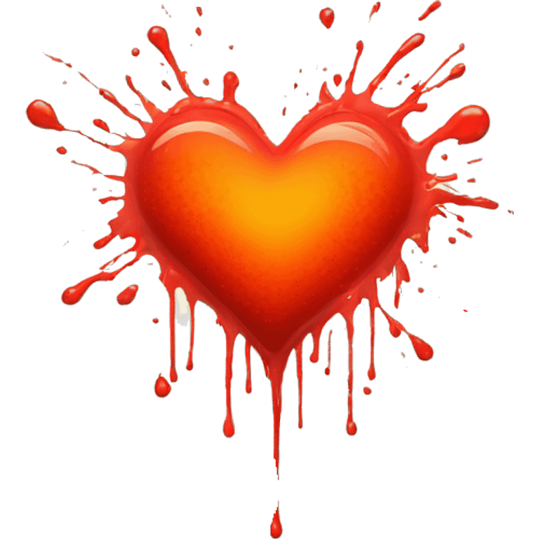 bleeding red heart glowing red-orange with splatter emoji