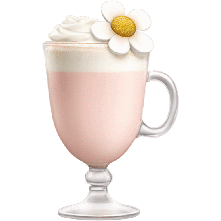 Light Pink latte classy in glass with flower emoji