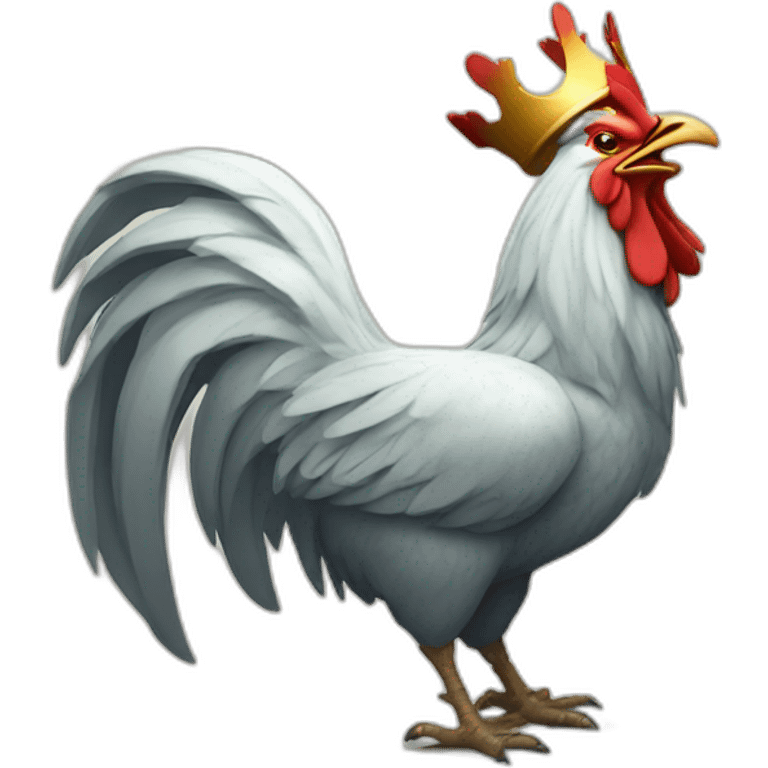 howling rooster with a crown on its head emoji