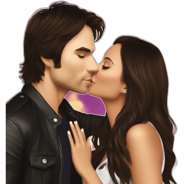 Ian Somerhalder kissing Nina Dobrev emoji