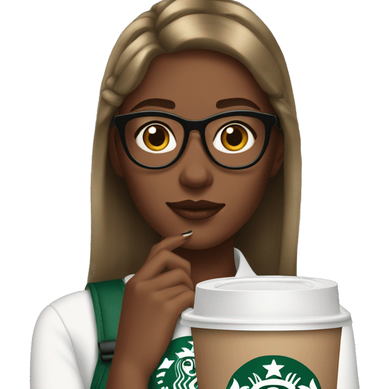 Preppy girl with nails and starbucks emoji