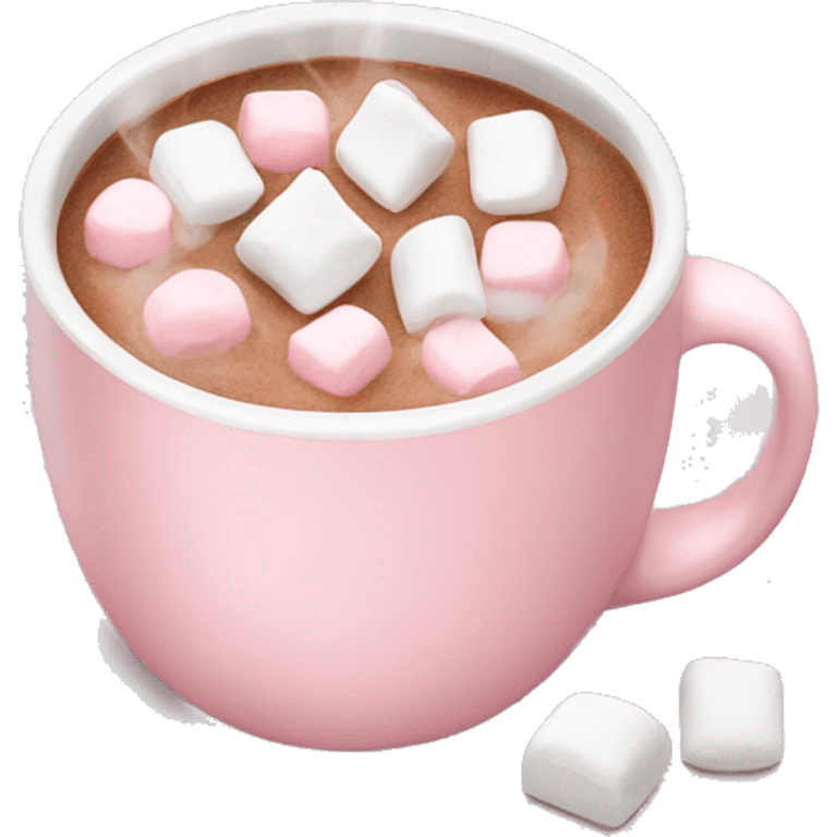 Light Pink mug of hot chocolate with marshmallows  emoji