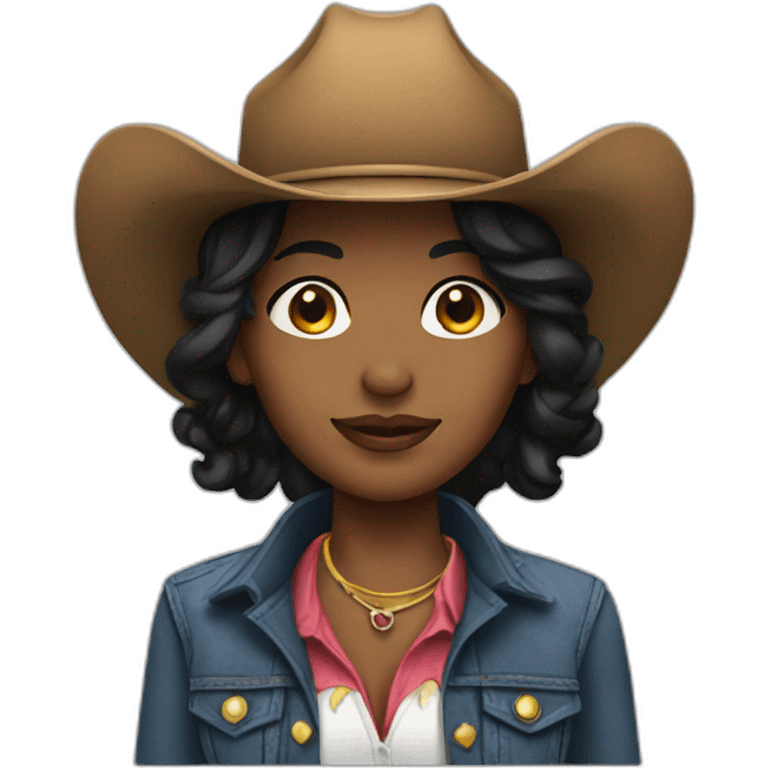 cowgirl straight black hair emoji