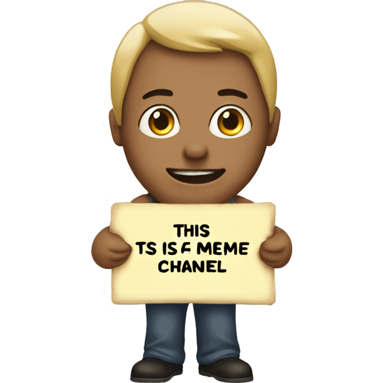 person holding a sign saying "this is 4 the meme channel" emoji