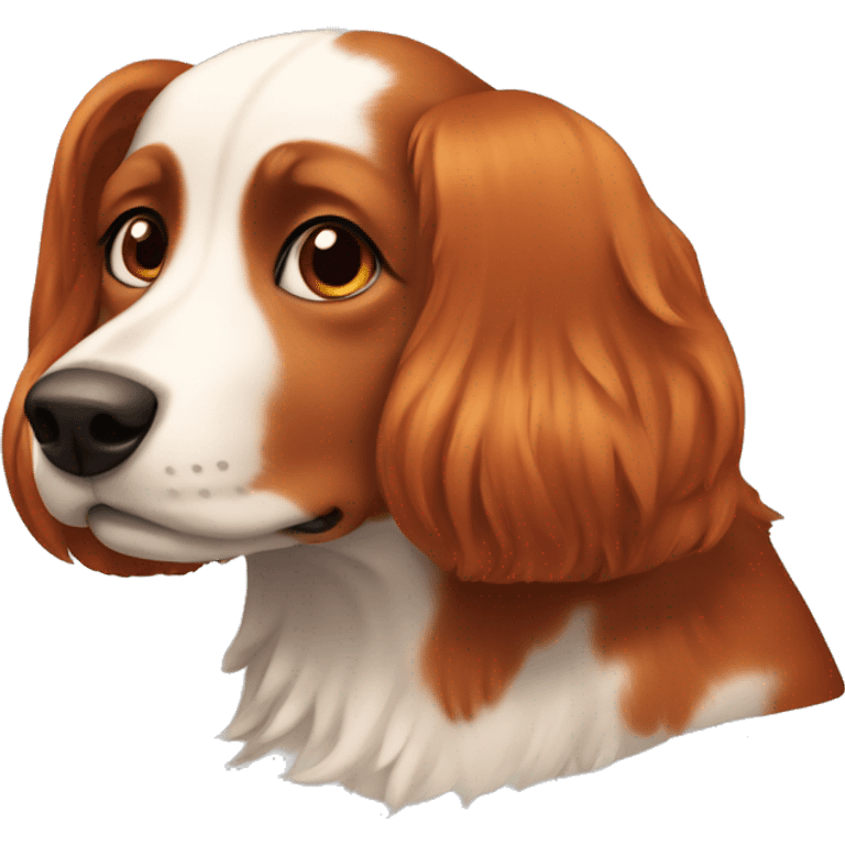 Red-haired dog with a fair girl emoji