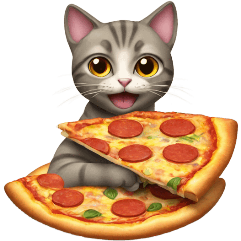 cat eating pizza emoji