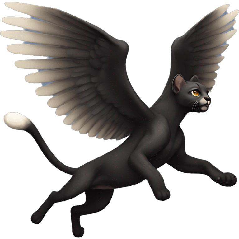 winged black puma flying emoji