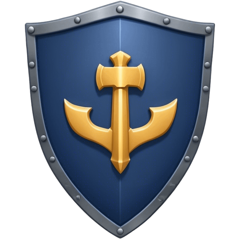 a navy blue shield with a large iron gauntlet crossing in front emoji