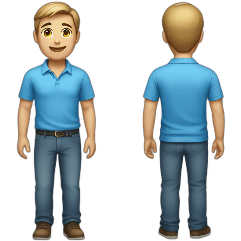 Full body picture of a male in a blue shirt emoji