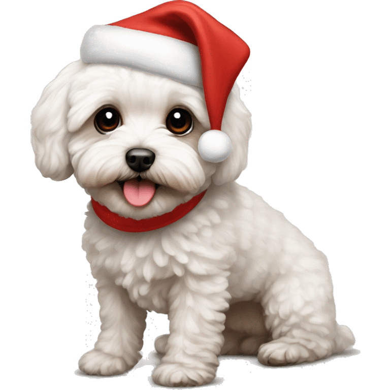 Maltipoo wearing Santa hat emoji