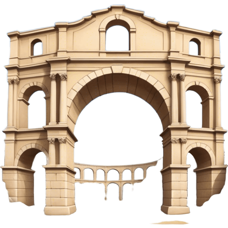 Cinematic Realistic Pula Arena Landmark Emoji, presenting the grand Roman amphitheater with towering stone arches. emoji