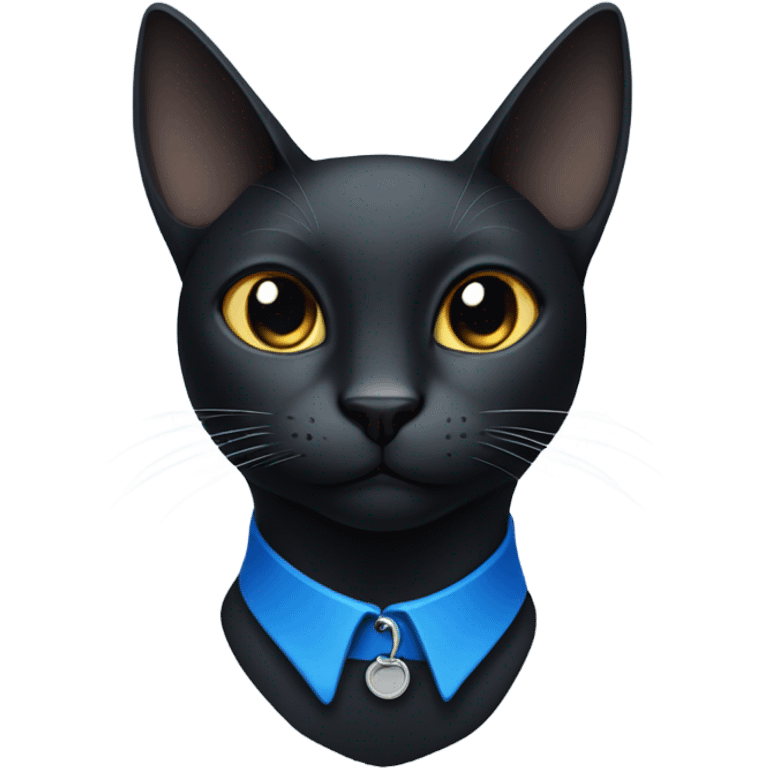 Black cat blue collar emoji