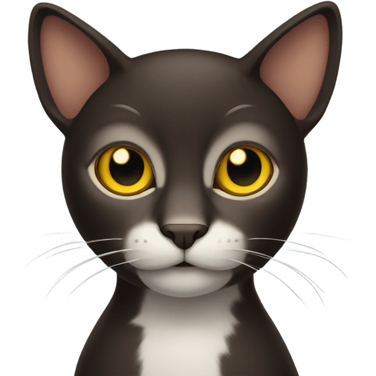 Dark brown cat with yellow eyes and big ears and long nose  emoji