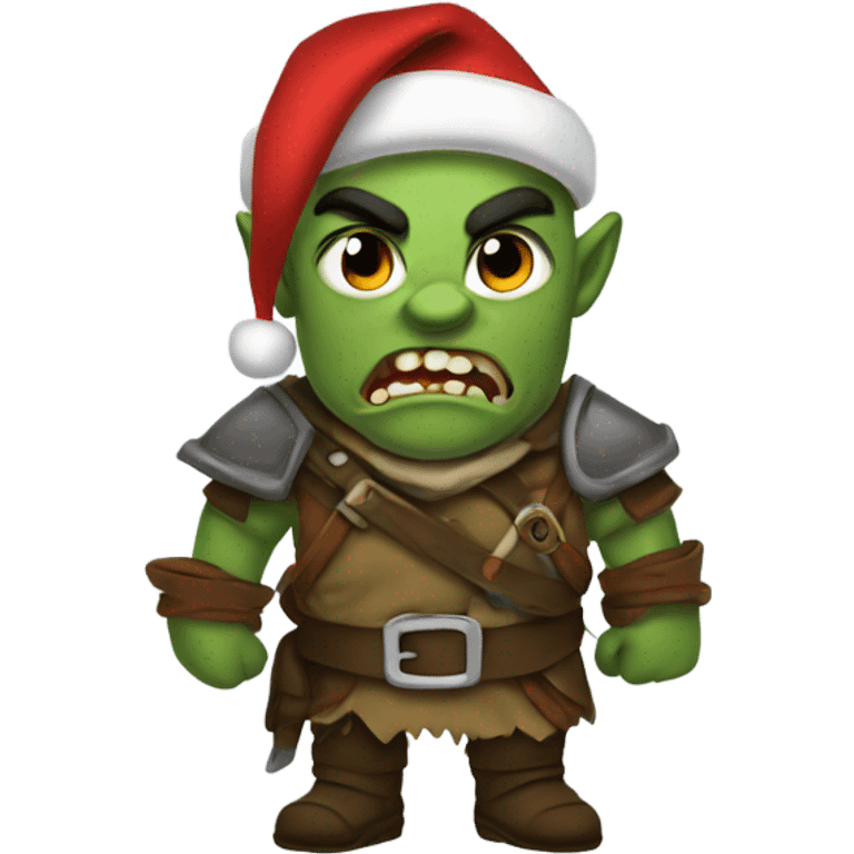 Fierce Orc ranger wearing santa hat emoji