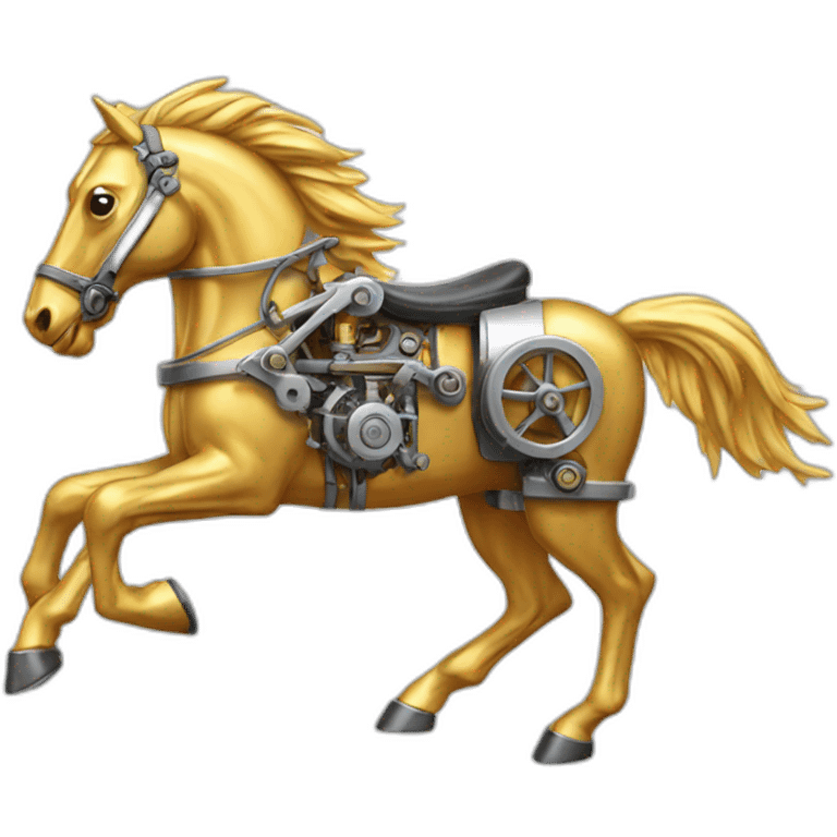 Mechanical golden running horse emoji