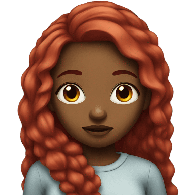 black girl with long red hair sad emoji