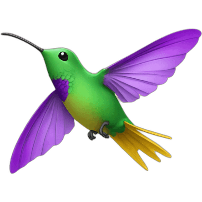 emoji de un colibrí de color verde y morado volando en un cielo color amarillo emoji