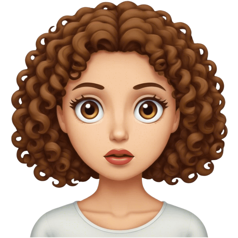 A curly brunette lady is rolling her eyes up emoji