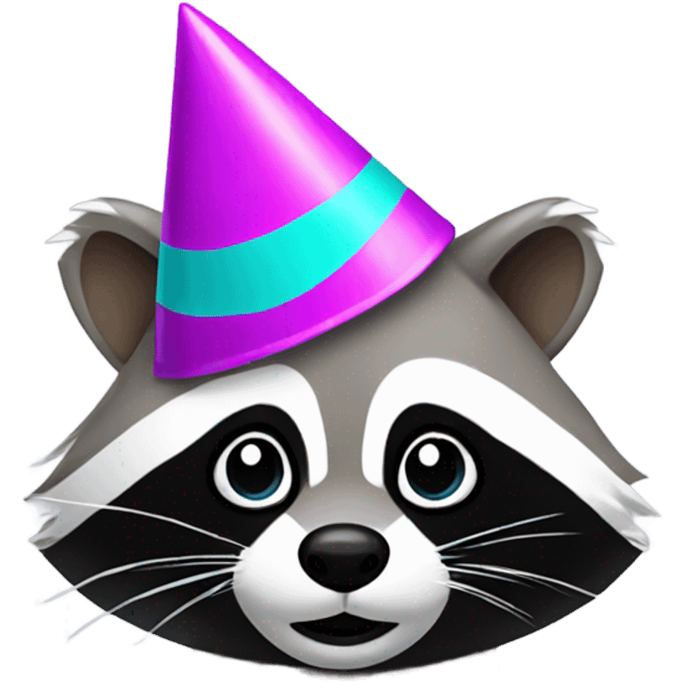 Raccoon wearing a party hat emoji