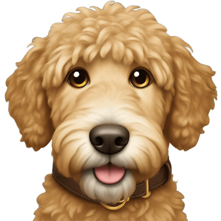 Golden doodle brown leather collar emoji