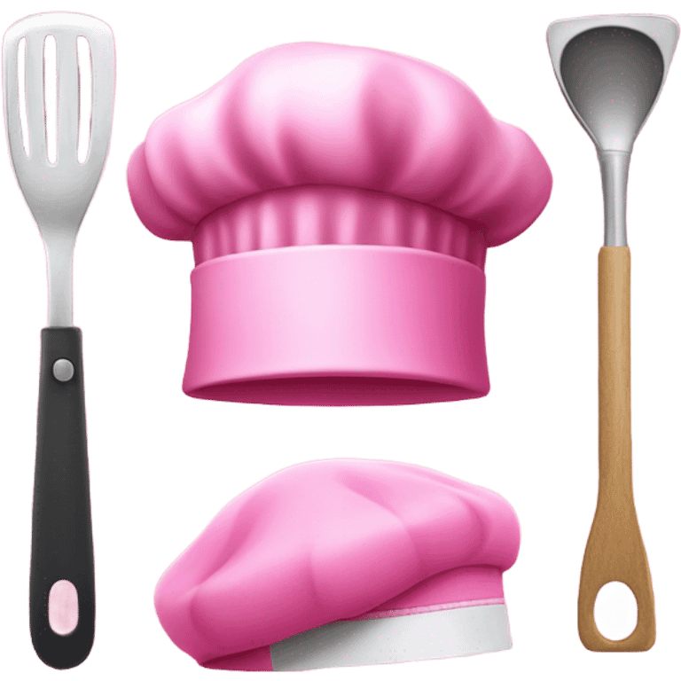 Pink chef hat with pink cooking utensils  emoji