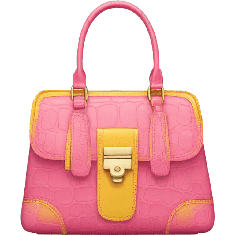 Pink and yellow Brahmin bag emoji