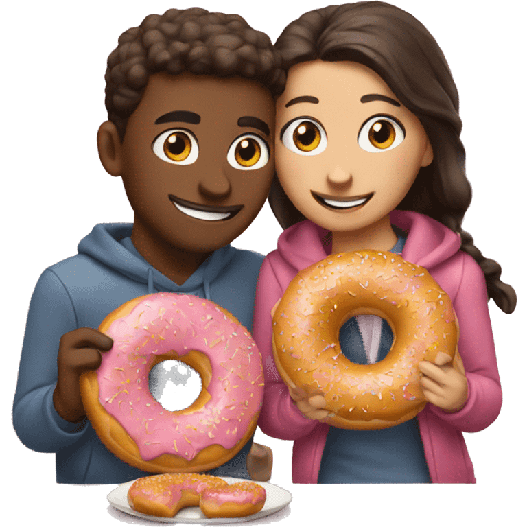 Two best friends eating donuts emoji