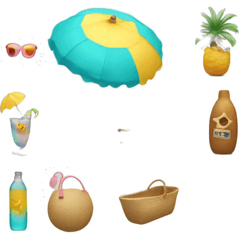 create an aesthetic beachy set of emojis emoji