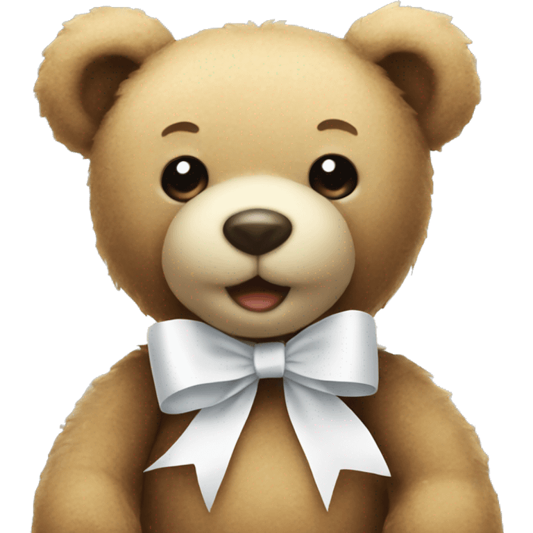 Teddy bear with a white ribbon emoji