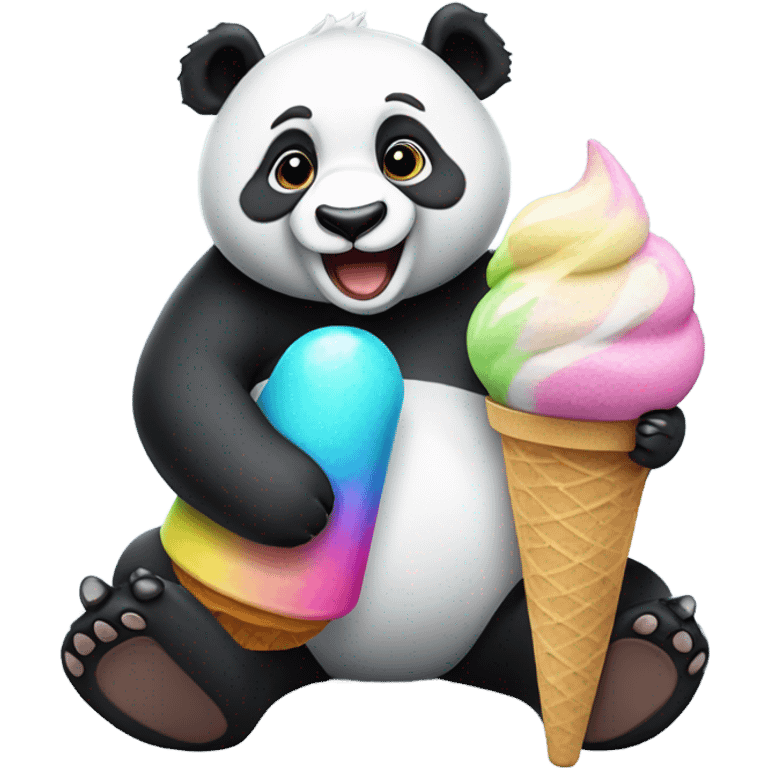 Panda eating ice cream emoji