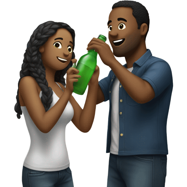 A man and a woman drinking a bottle while partying  emoji