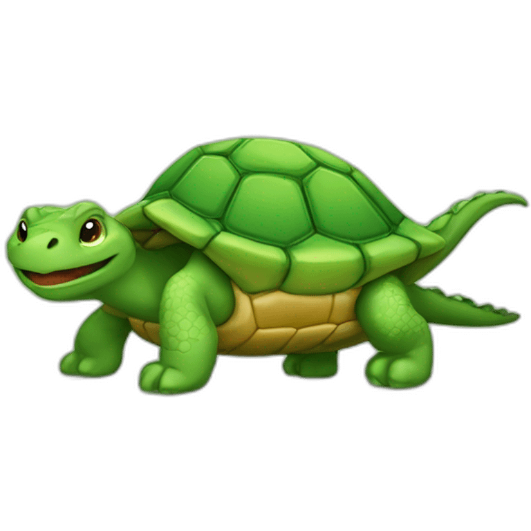 Ça sur une tortue qui est sur un dragon emoji